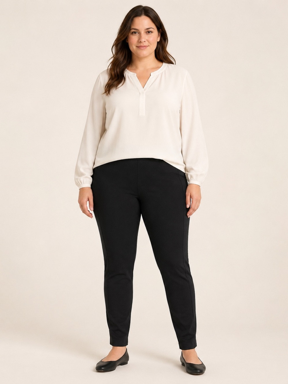 J.Jill Black Ponte Pull-On Leggings Pants L Tall Tonal Side Stripe